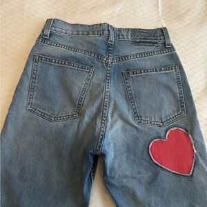 REVICE Denim Jeans with Heart Embroidery